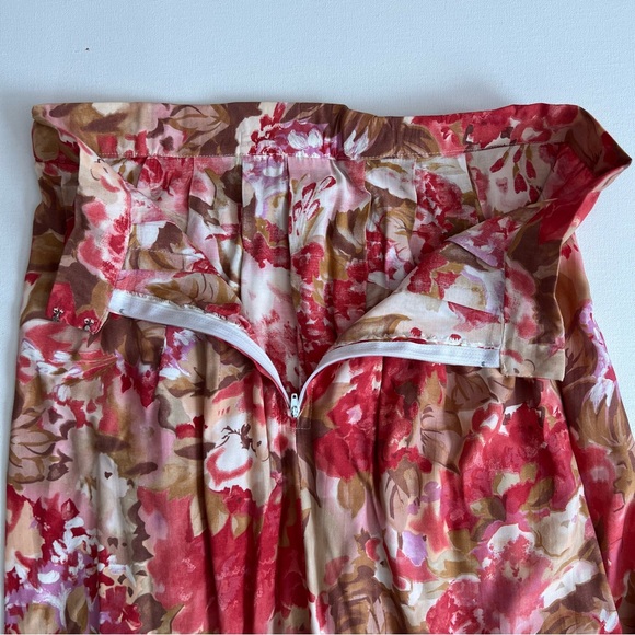 Floral Red and Brown Women's Skirt est sz: M - Picture 3 of 5
